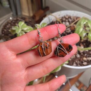 Mahogany obsidian earrings NEW